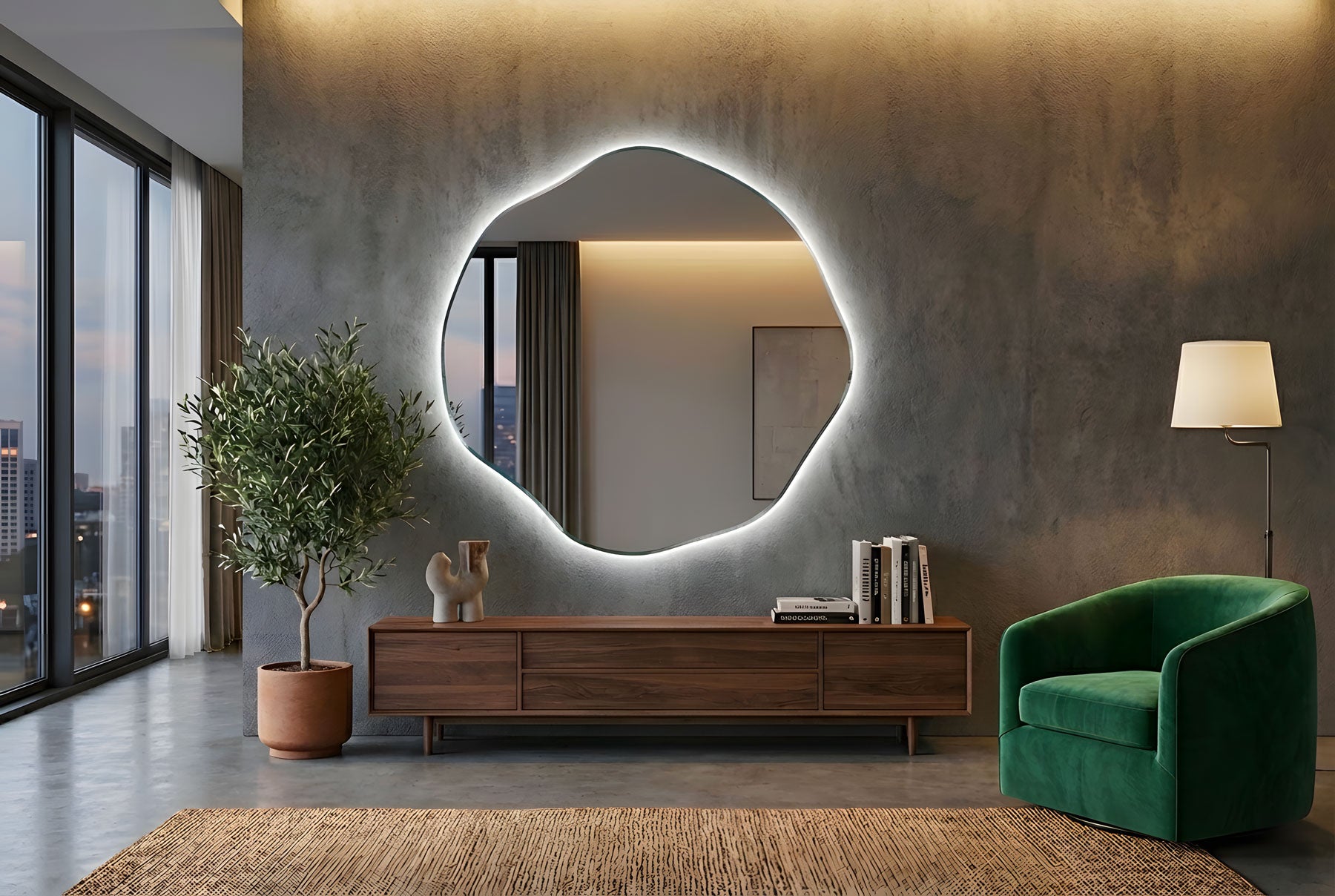 Ovalle Asymmetrical LED Wall Mirror