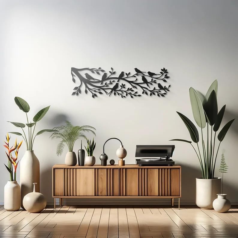 Branch on Bird Metal Wall Decor