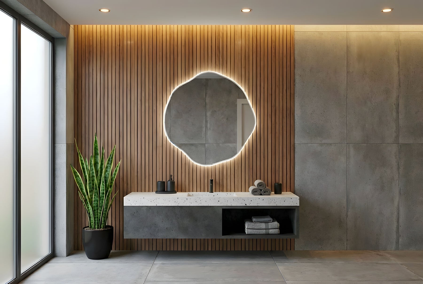 Ovalle Asymmetrical LED Wall Mirror