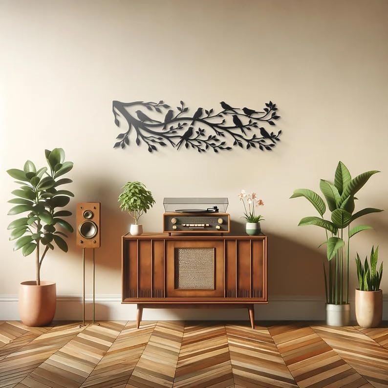 Branch on Bird Metal Wall Decor