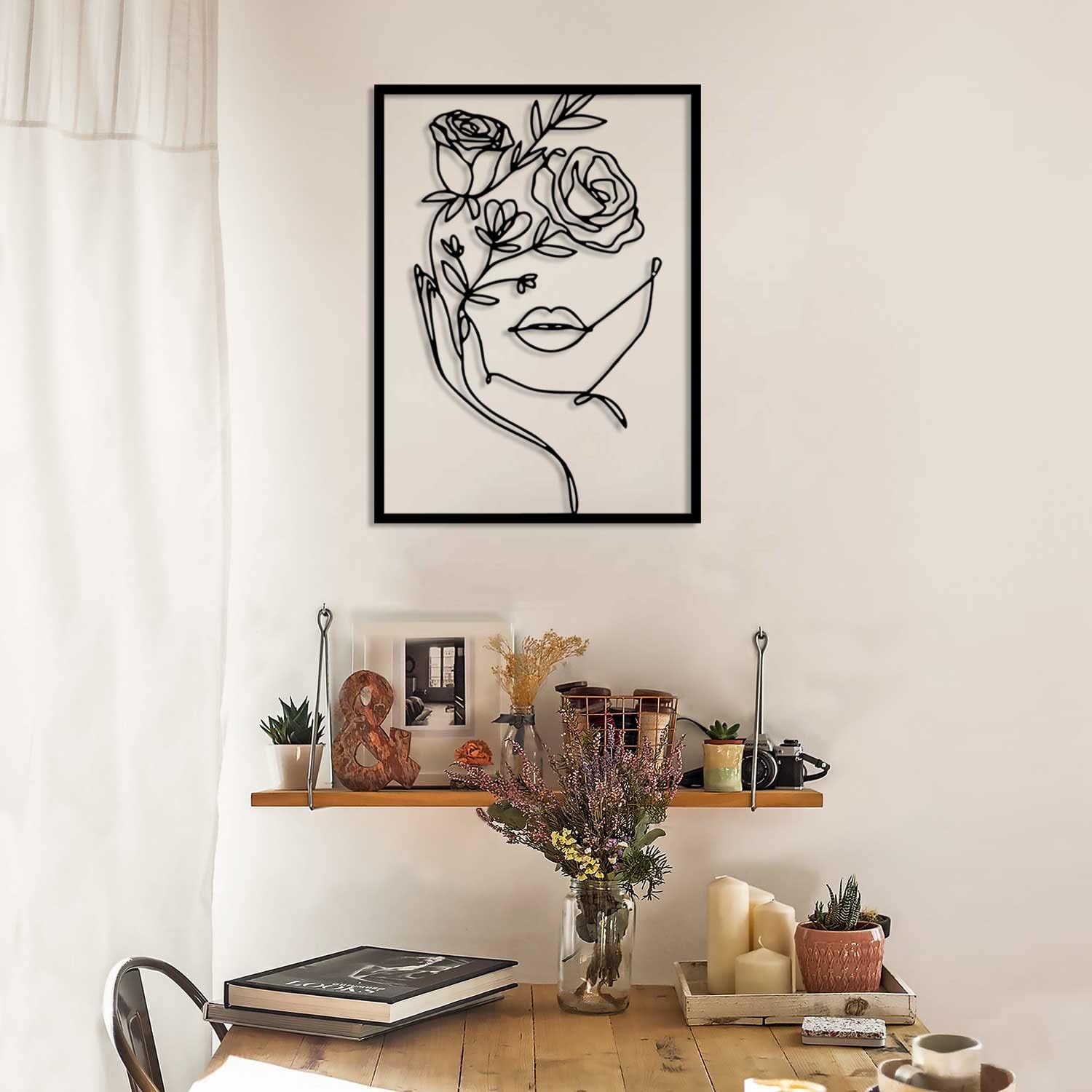 Abstract Woman Flower Metal Wall Art