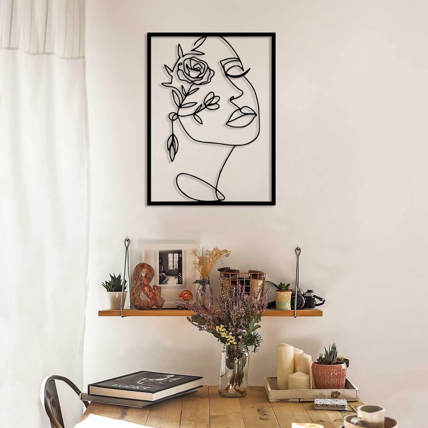 Abstract Woman Flower Metal Wall Art