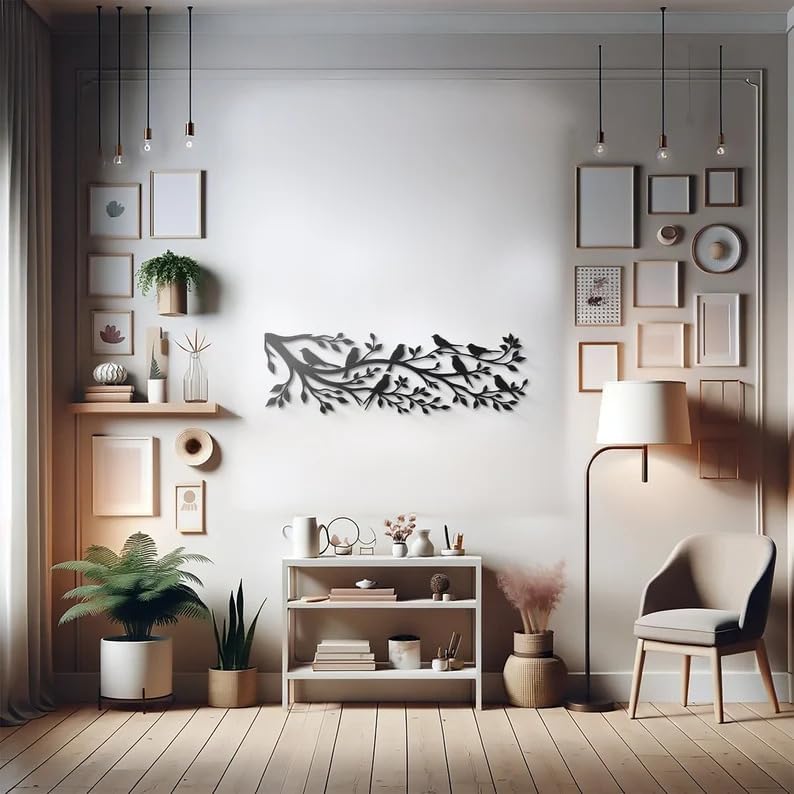 Branch on Bird Metal Wall Decor