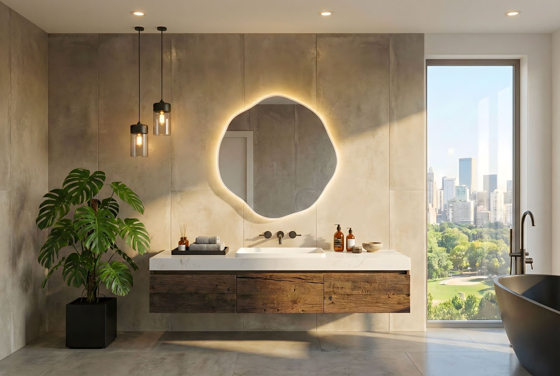 Ovalle Asymmetrical LED Wall Mirror