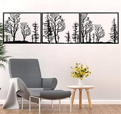 NORTH KAISER Tree Metal Wall Art | Forest Wall Decor | Black Wall Hanging Decoration for Living Room Bedroom Outdoor Rustic Farmhouse Housewarming Gift (70.8'' x 19'')