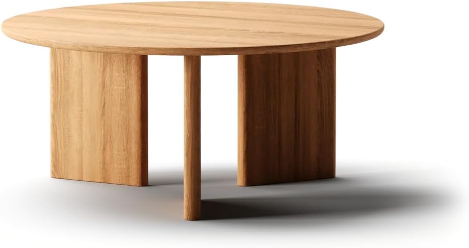 Modern Coffee Table | Oak Wood Round Home Decor for Living Room, Bedroom & Office | Rustic, Farmhouse & Mid-Century Furniture (Espresso, 24'' x 24'' in)
