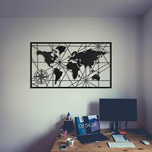 World Map Metal Wall Art Decor