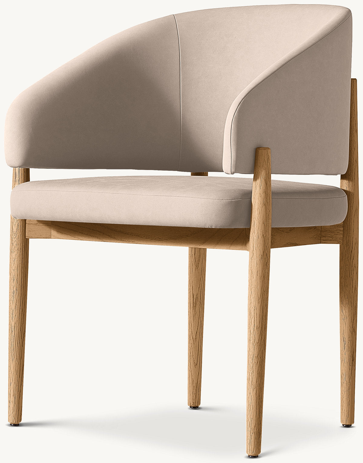 Eva Fabric Dining Armchair — Natural Oak / Vegan Leather (Ivory)