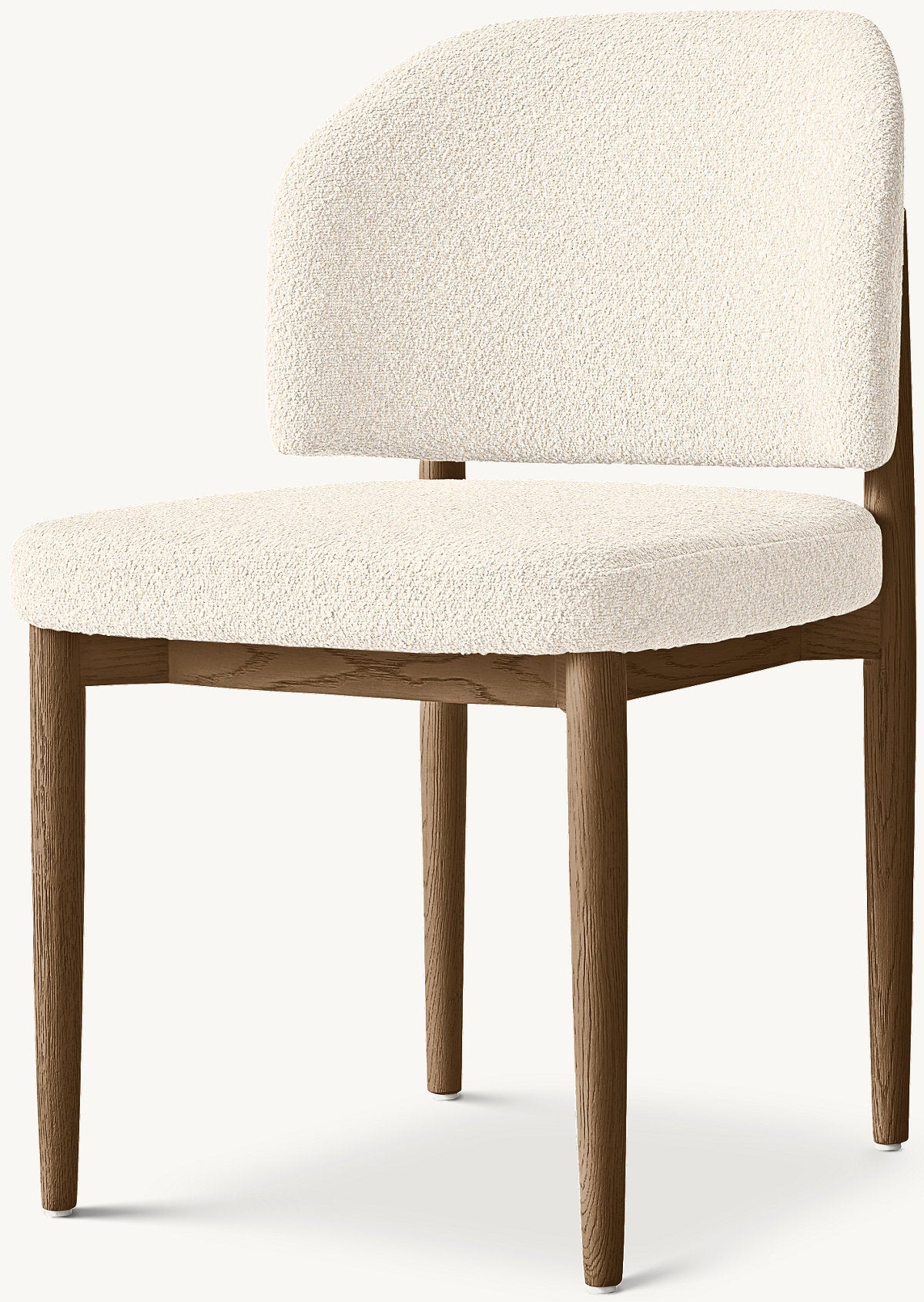 Eva Fabric Dining Side Chair — Brown Oak / Boucle Linen (Natural)