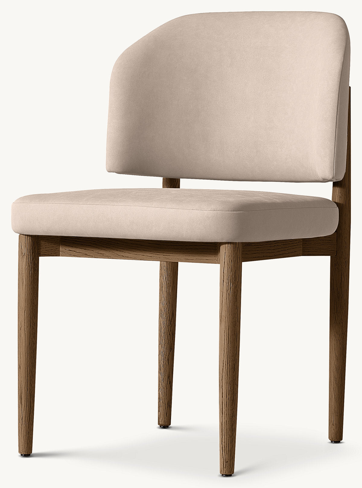 Eva Fabric Dining Side Chair — Brown Oak / Vegan Leather (Ivory)