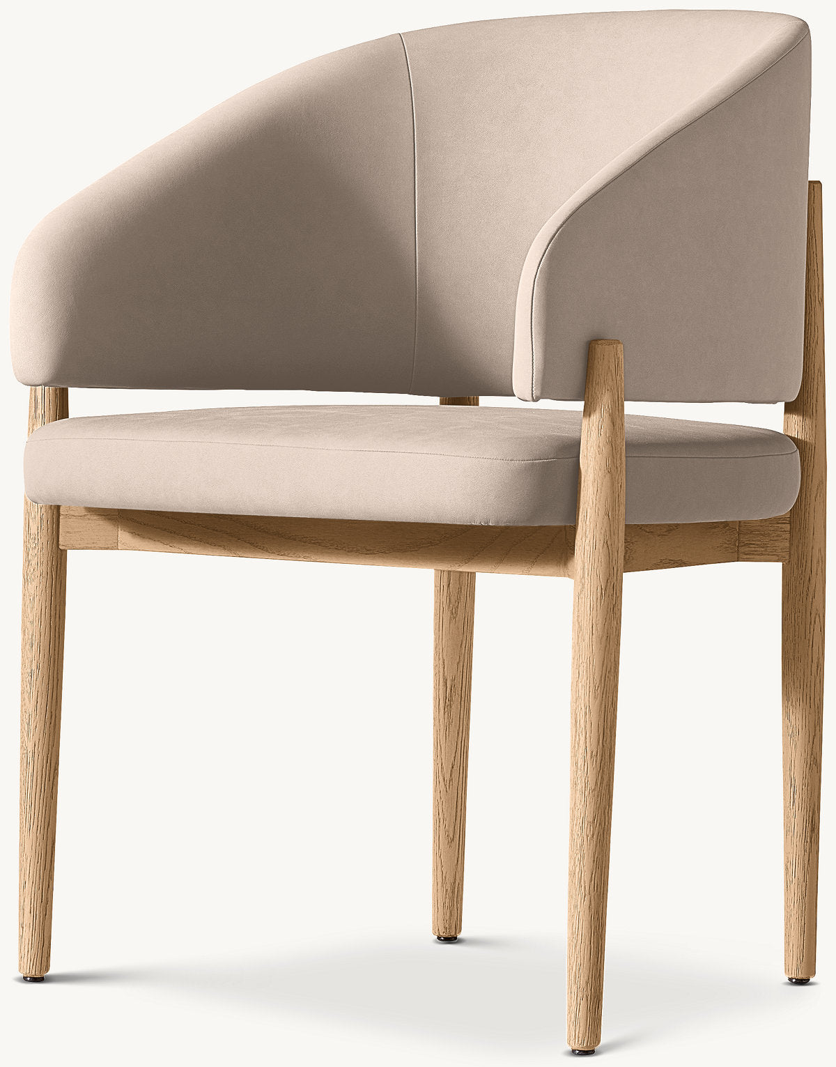 Eva Fabric Dining Armchair — Light Oak / Vegan Leather (Ivory)