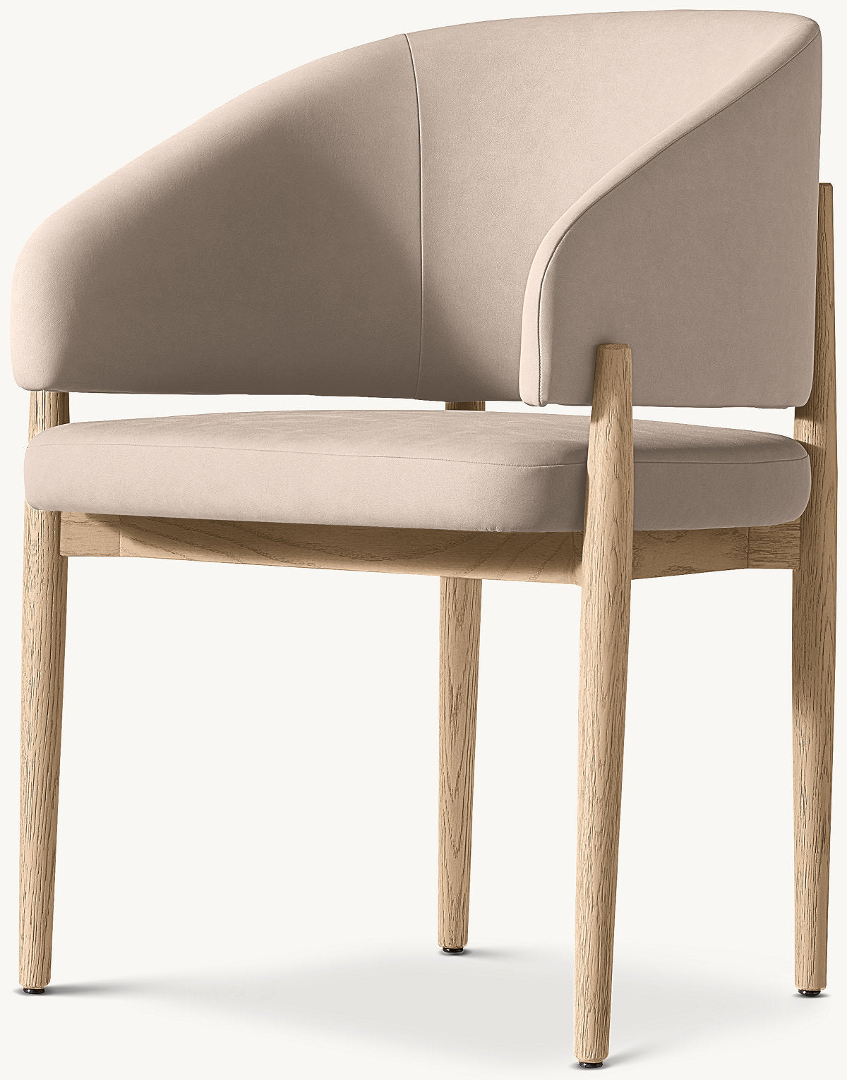 Eva Fabric Dining Armchair — Greige Oak / Vegan Leather (Ivory)