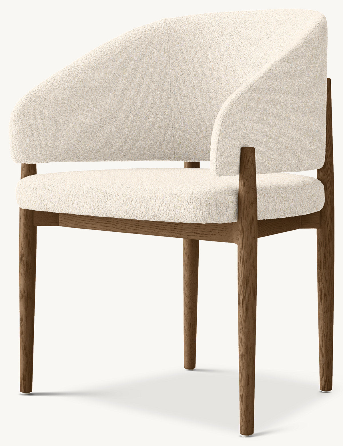 Eva Fabric Dining Armchair — Brown Oak / Boucle Linen (Natural)