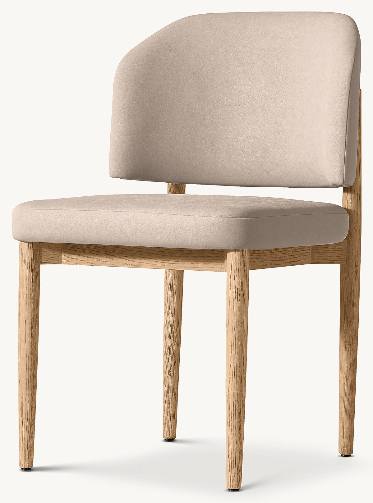 Eva Fabric Dining Side Chair — Light Oak / Vegan Leather (Ivory)