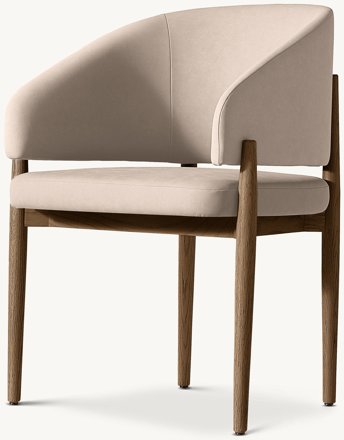 Eva Fabric Dining Armchair — Brown Oak / Vegan Leather (Ivory)