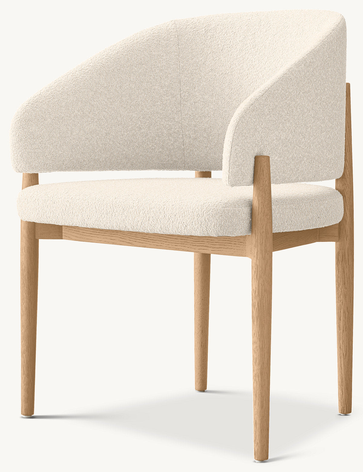 Eva Fabric Dining Armchair — Light Oak / Boucle Linen (Natural)