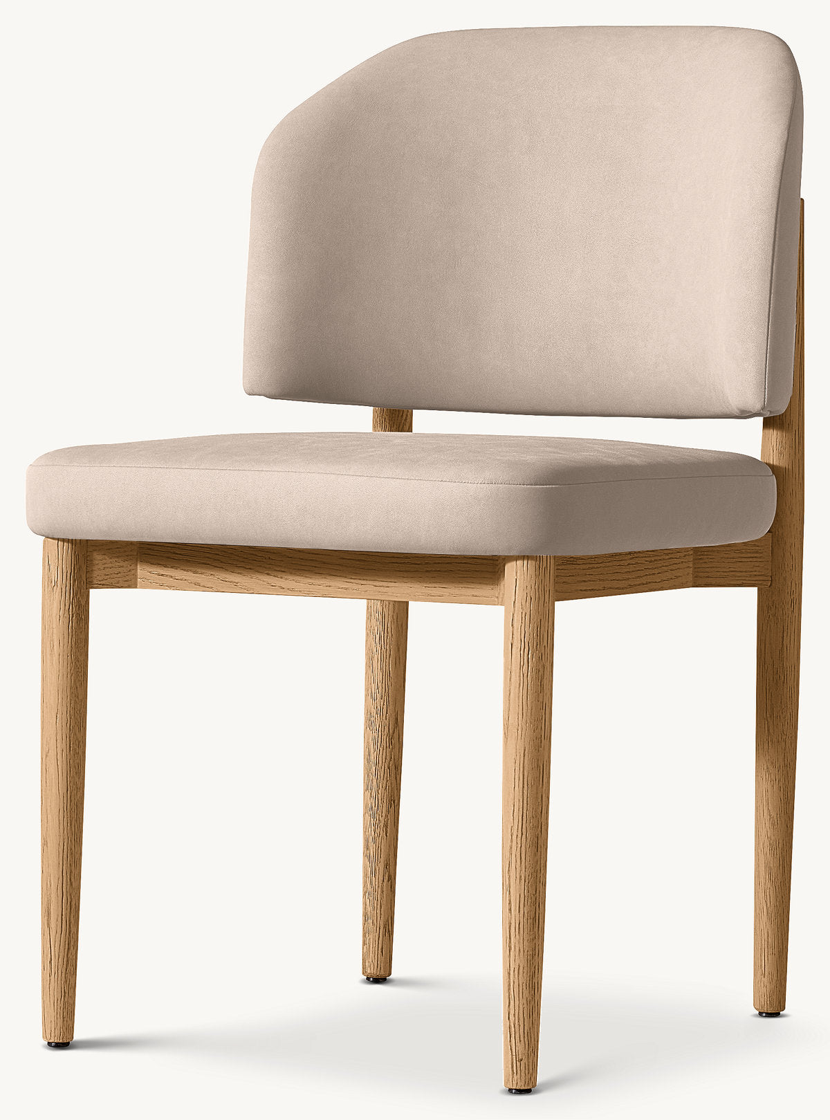 Eva Fabric Dining Side Chair — Natural Oak / Vegan Leather (Ivory)