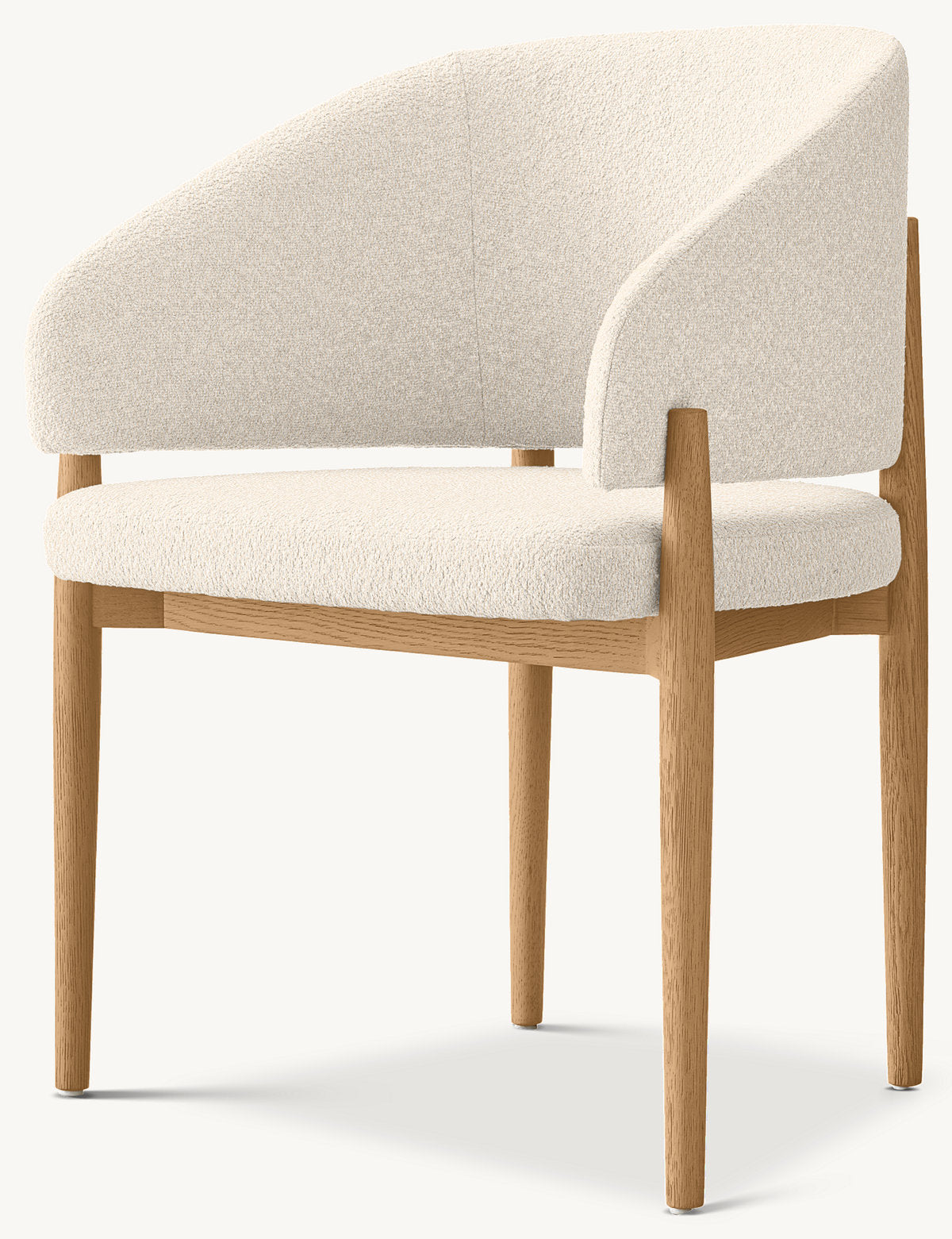 Eva Fabric Dining Armchair — Natural Oak / Boucle Linen (Natural)