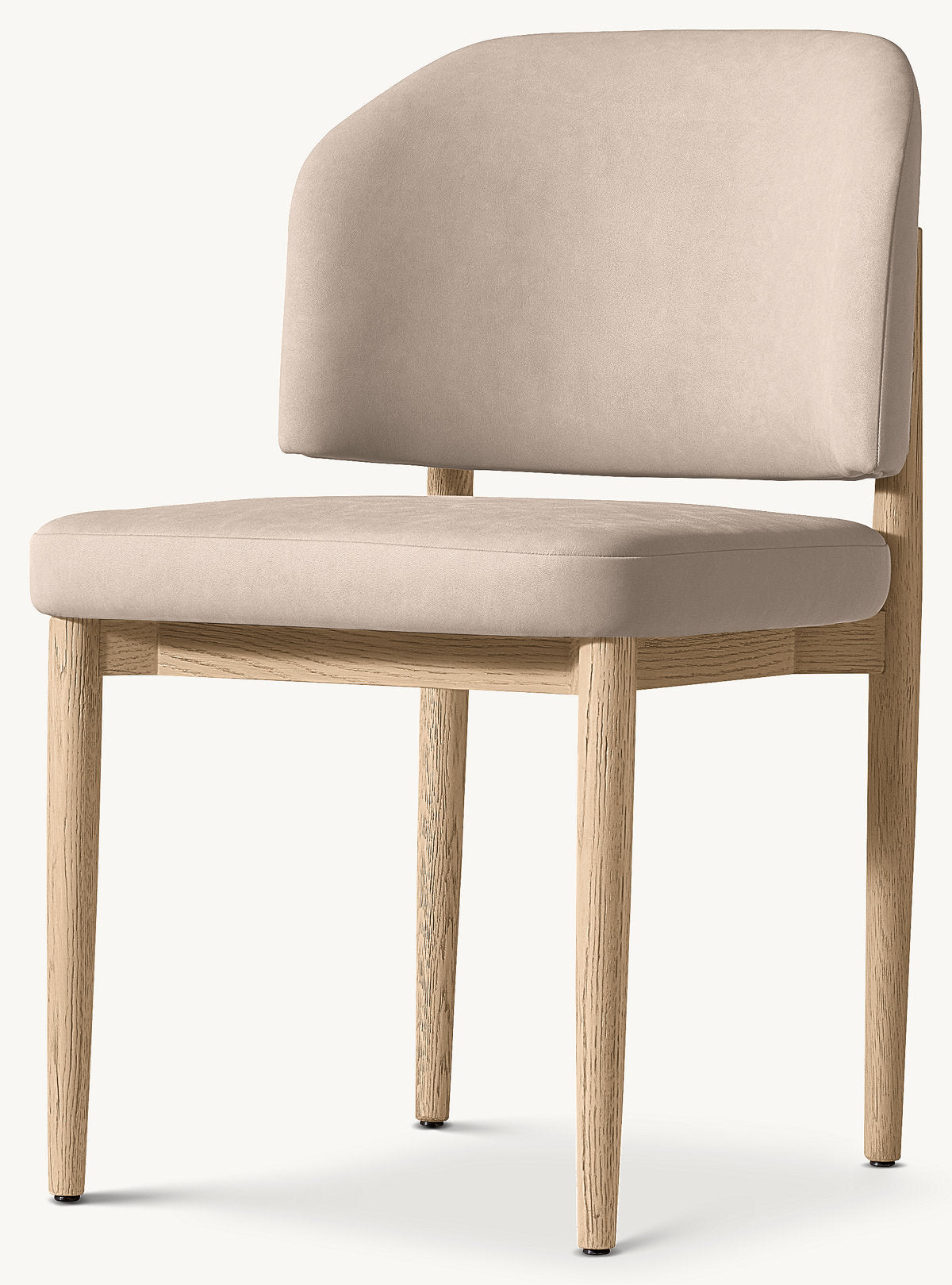 Eva Fabric Dining Side Chair — Greige Oak / Vegan Leather (Ivory)
