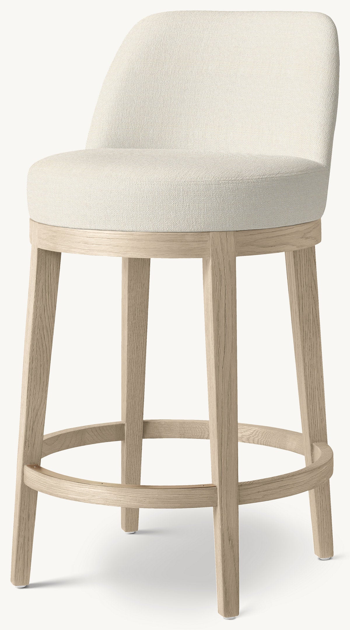 Morgan Curved-Back Swivel Fabric Bar & Counter Stool — Whitewashed Oak / Linen (Natural)
