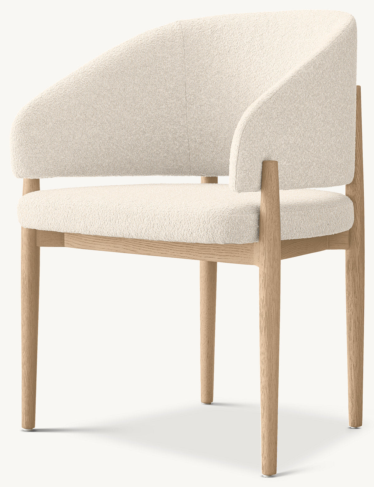Eva Fabric Dining Armchair — Greige Oak / Boucle Linen (Natural)