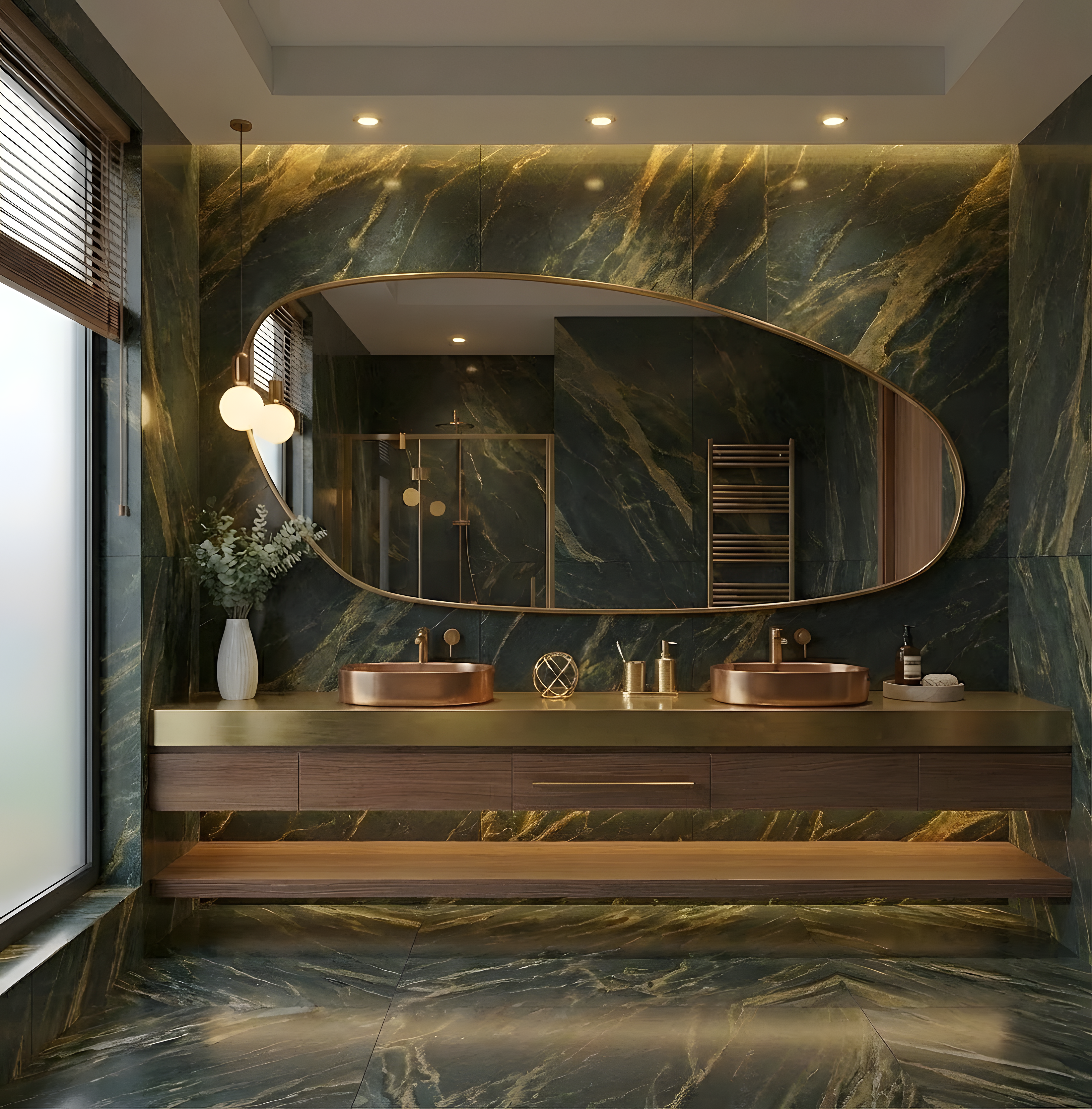 Atina Wooden Frame Asymmetrical Wall Mirror