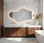 Curva Asymmetrical Led Lighted Mirror for Bathroom
