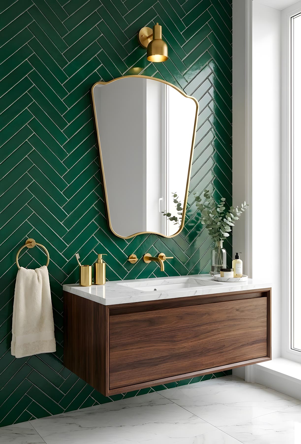 Florance Irregular Arched Wooden Framed Wall Mirror