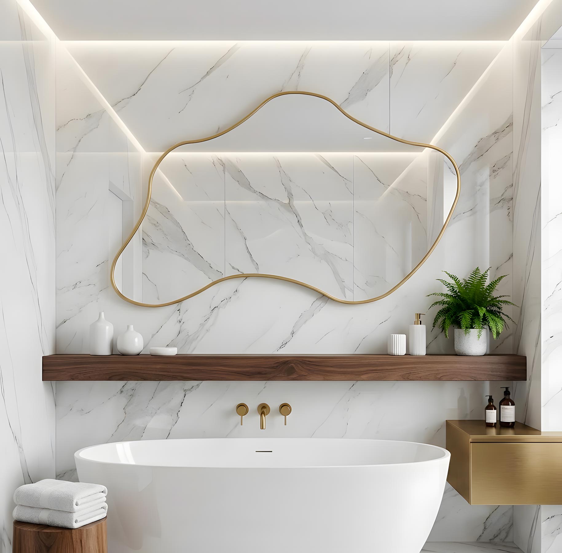 Iris Irregular Wood Framed Wall Mirror