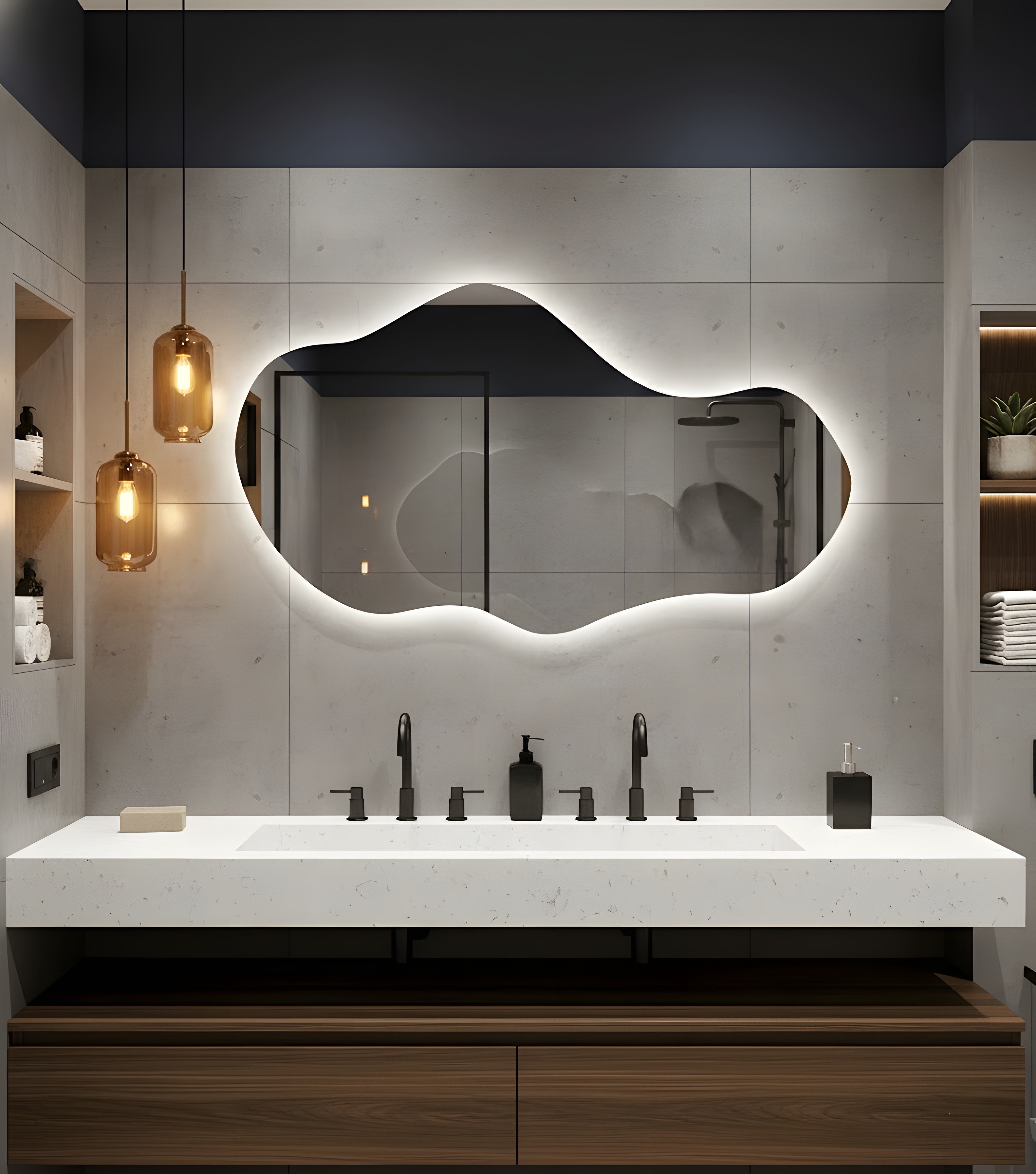 Sym Irregular Led Lighted Mirror for Bathroom