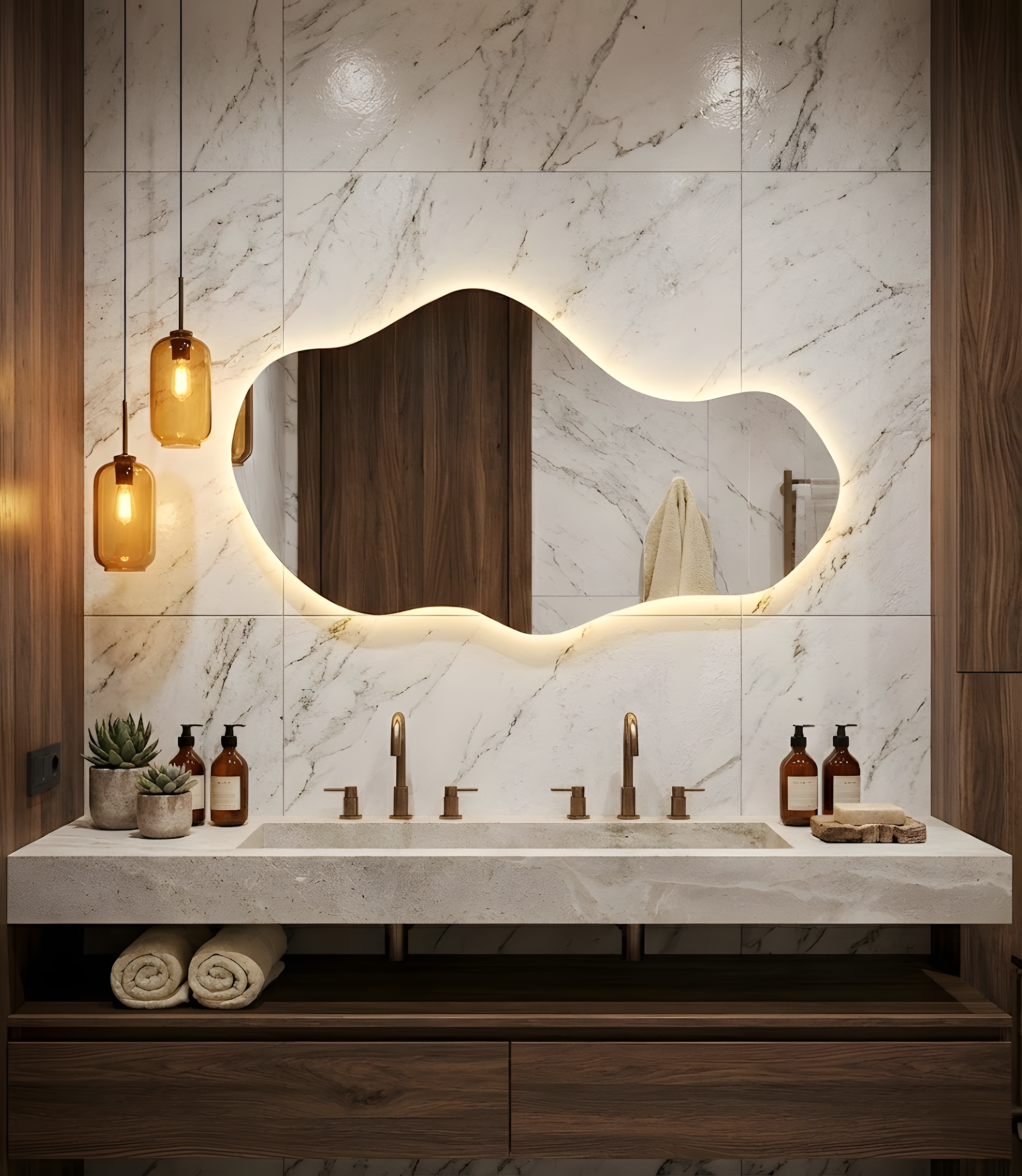Sym Irregular Led Lighted Mirror for Bathroom