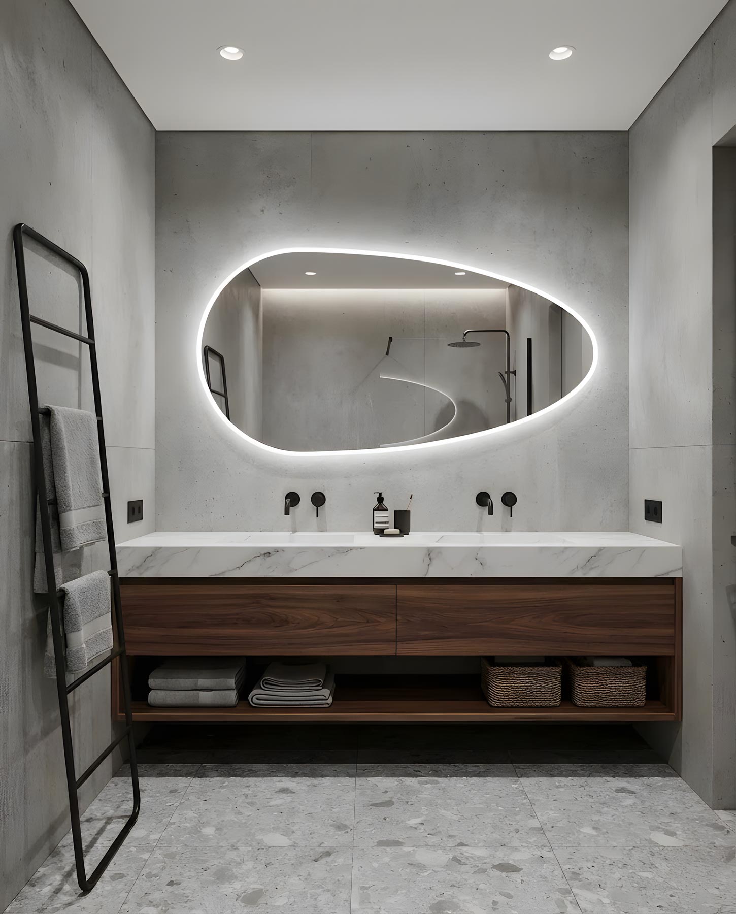 Texas Asymmetrical LED Bathroom Wall Mirror