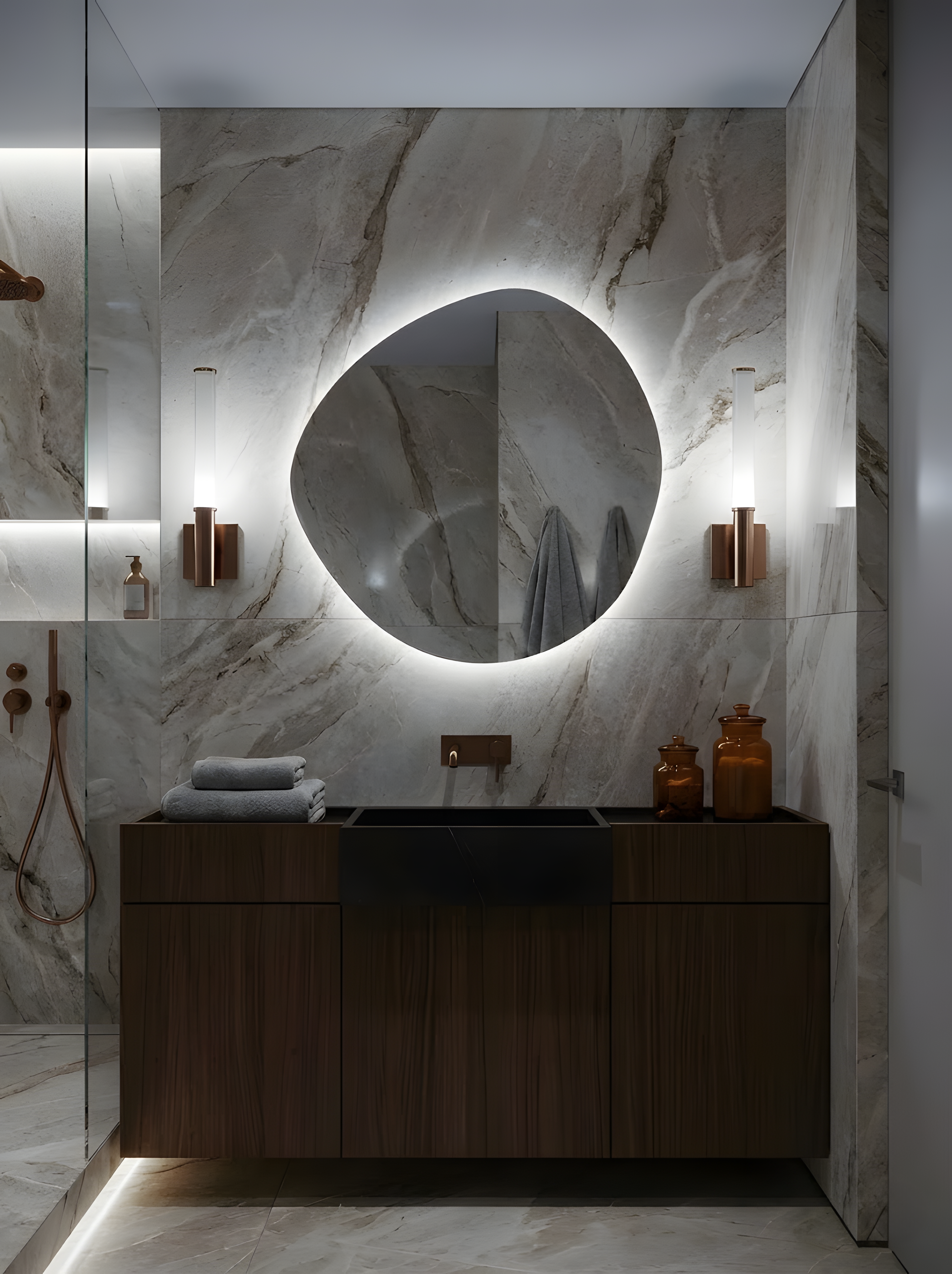 Narkissoss Asymmetrical Washbasin LED Mirror