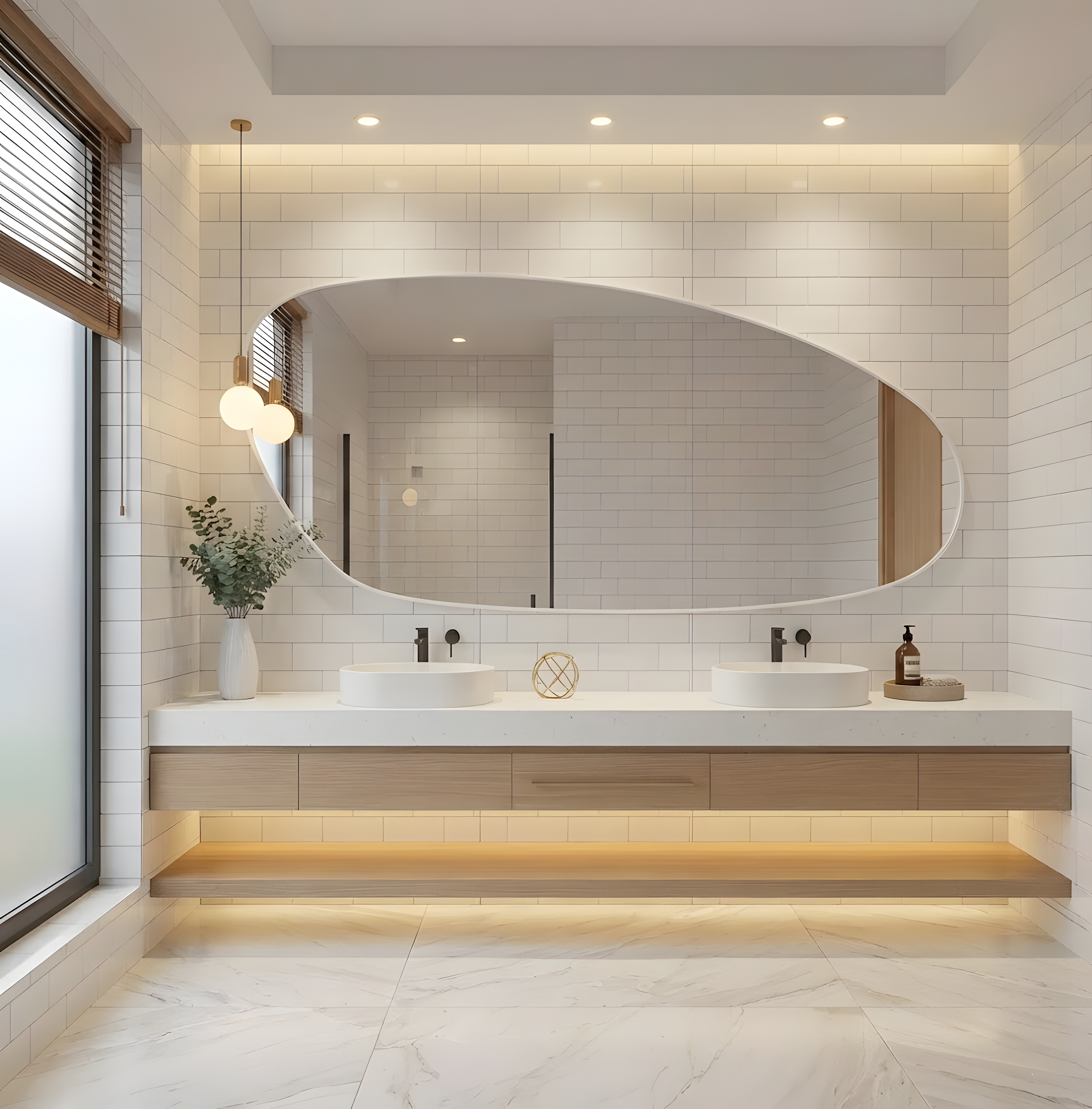 Atina Wooden Frame Asymmetrical Wall Mirror