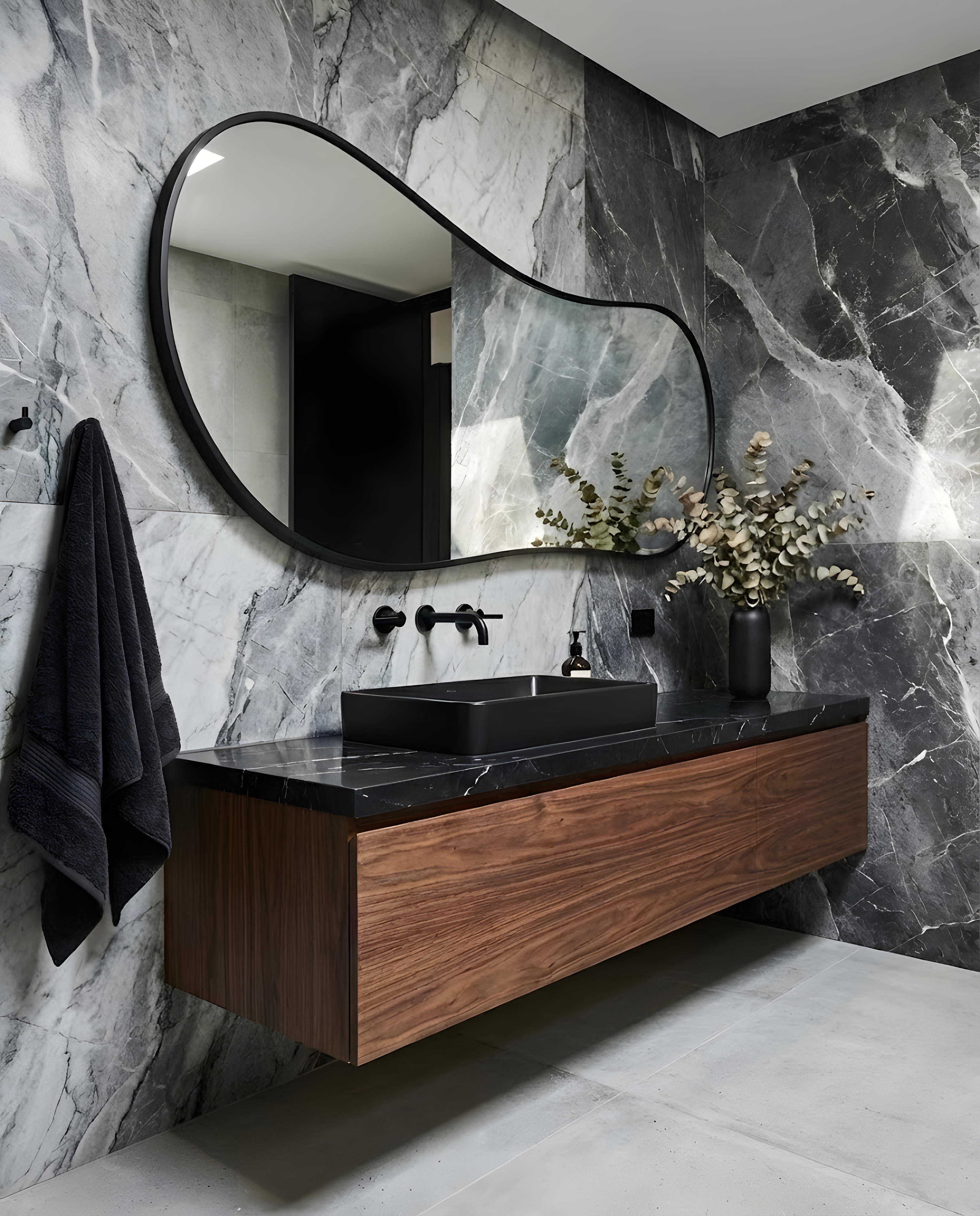 Shawn Irregular Wooden Framed Wall Mirror