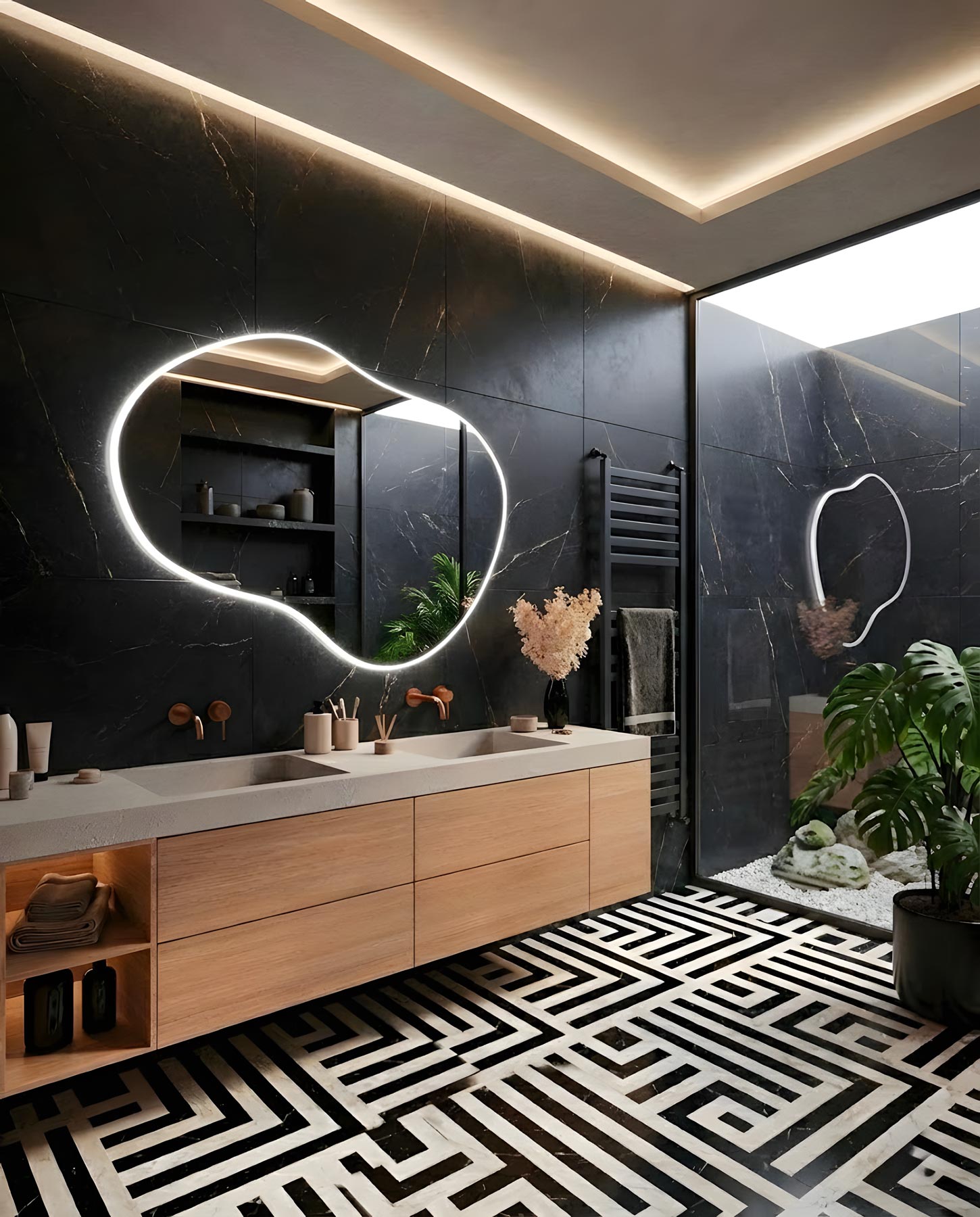 Como Asymmetrical LED Wall Mirror