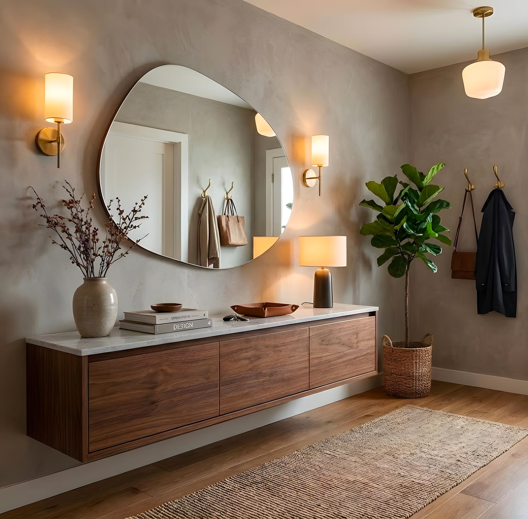 Gusto Irregular Wooden Framed Cloud Mirror