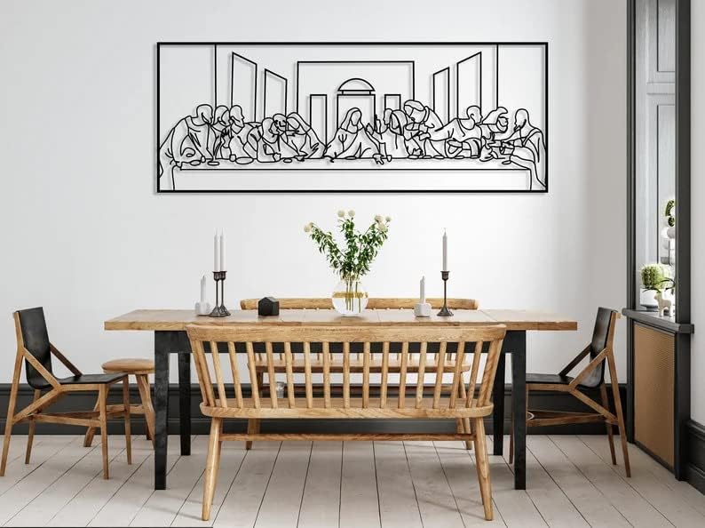 NORTH KAISER The Last Supper Metal Wall Decor| Minimalist Wall Art | Religious Wall Hanging Home Decorations for Dining Room Living Room Bedroom Christian Gift (27.5'' x 10.6” / 70 x 27 cm)