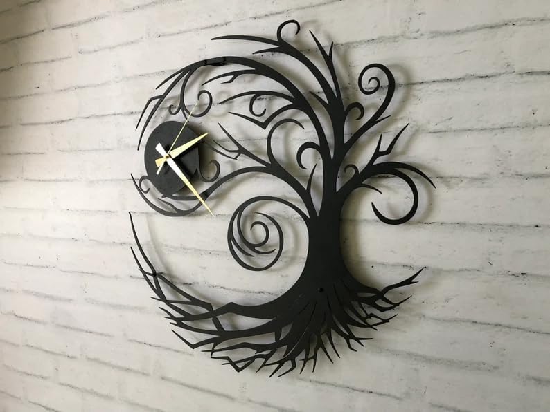 Tree of Life Metal Wall Clock Decor