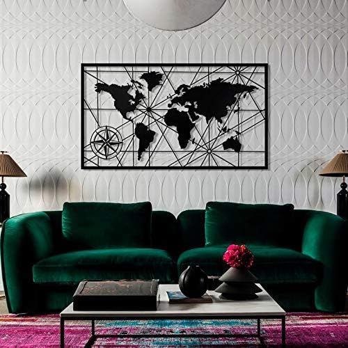 World Map Metal Wall Art Decor