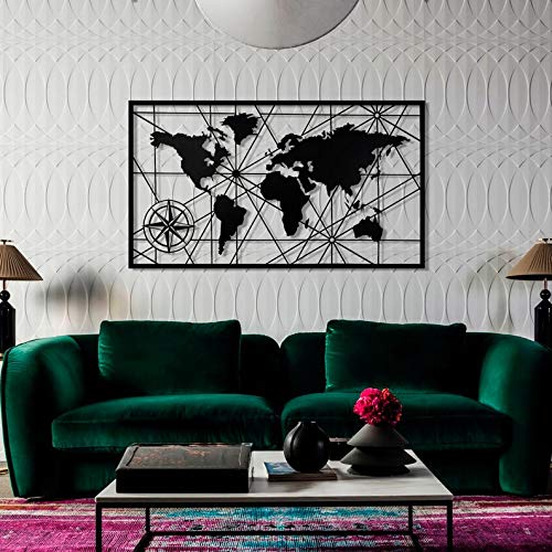 World Map Metal Wall Art Decor
