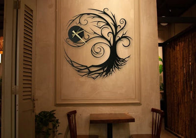 Tree of Life Metal Wall Clock Decor