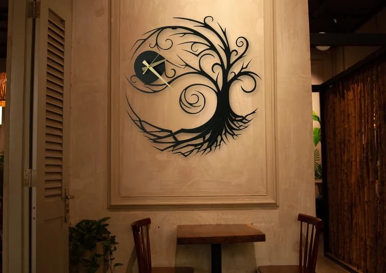 Tree of Life Metal Wall Clock Decor