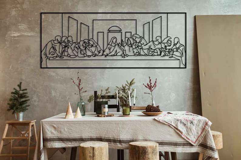 NORTH KAISER The Last Supper Metal Wall Decor| Minimalist Wall Art | Religious Wall Hanging Home Decorations for Dining Room Living Room Bedroom Christian Gift (27.5'' x 10.6” / 70 x 27 cm)