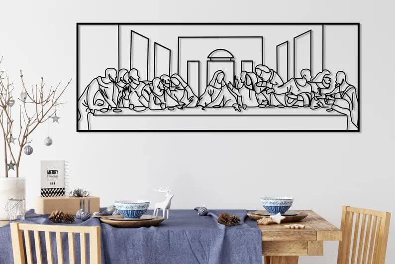 NORTH KAISER The Last Supper Metal Wall Decor| Minimalist Wall Art | Religious Wall Hanging Home Decorations for Dining Room Living Room Bedroom Christian Gift (27.5'' x 10.6” / 70 x 27 cm)