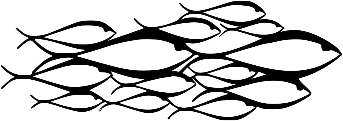 NORTH KAISER Metal Wall Art - School of Fish Wall Decor - Black Wall Sculpture for Living Room Bedroom Outdoor Housewarming Gift (46.45'' x 16.9'' / 118 x 42.9 cm)