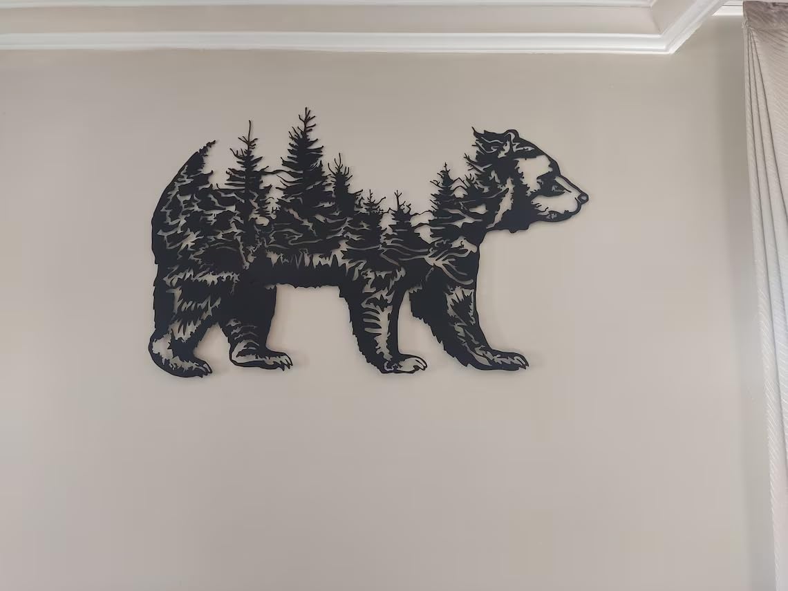 Bear & Forest Metal Wall Art