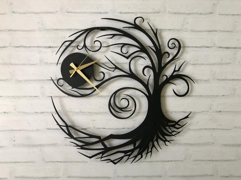 Tree of Life Metal Wall Clock Decor