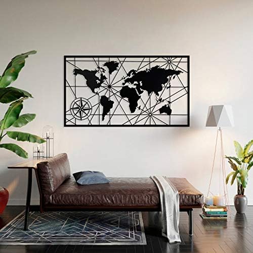World Map Metal Wall Art Decor