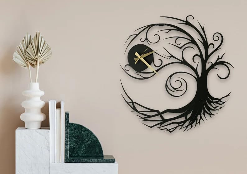 Tree of Life Metal Wall Clock Decor